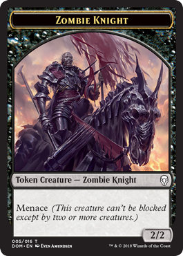 Zombie Knight (2/2, menace)