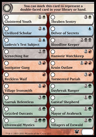 Double-Faced Card Proxy Checklist