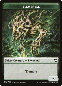 Elemental (7/7, trample) // Elf Warrior (1/1)