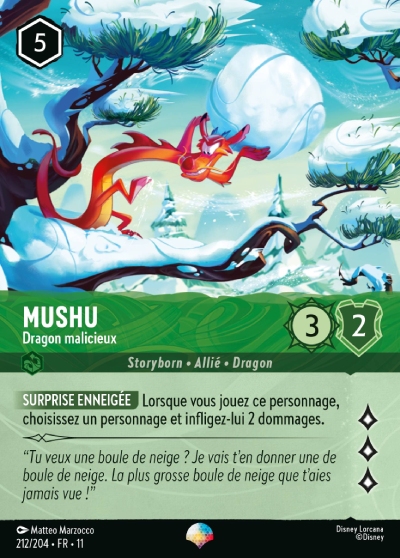 mushu lorcana card (Damage dealt to them is reduced by 2.) GUARDIAN OF LOST SOULS During your turn Mushu's Rocket 134/204 Foil Whispers