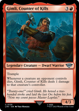Gimli, Counter of Kills