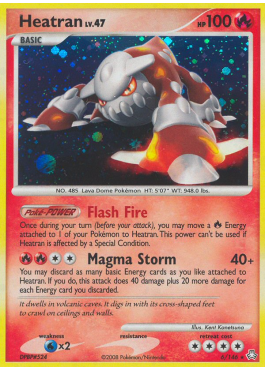 pokemon heatran card Legends Awakened Rare [1R] Heat Burn (30) Your opponents Active Pokmon is now Burned Heatran Lv.47 (LA 6) -