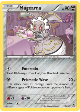 pokemon card magearna Card: Set: Mythical Collection Number: XY186 #TCG #Pokemon #PokemonCollector #PokemonTCG #PokemonXY Metal Colorless Entertain Heal 40 damage from 1 of your Benched Pokmon I pulled a magearna EX