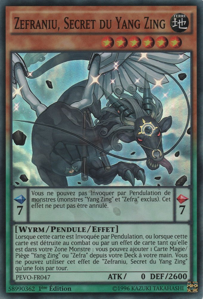 Zefraniu, Secret du Yang Zing