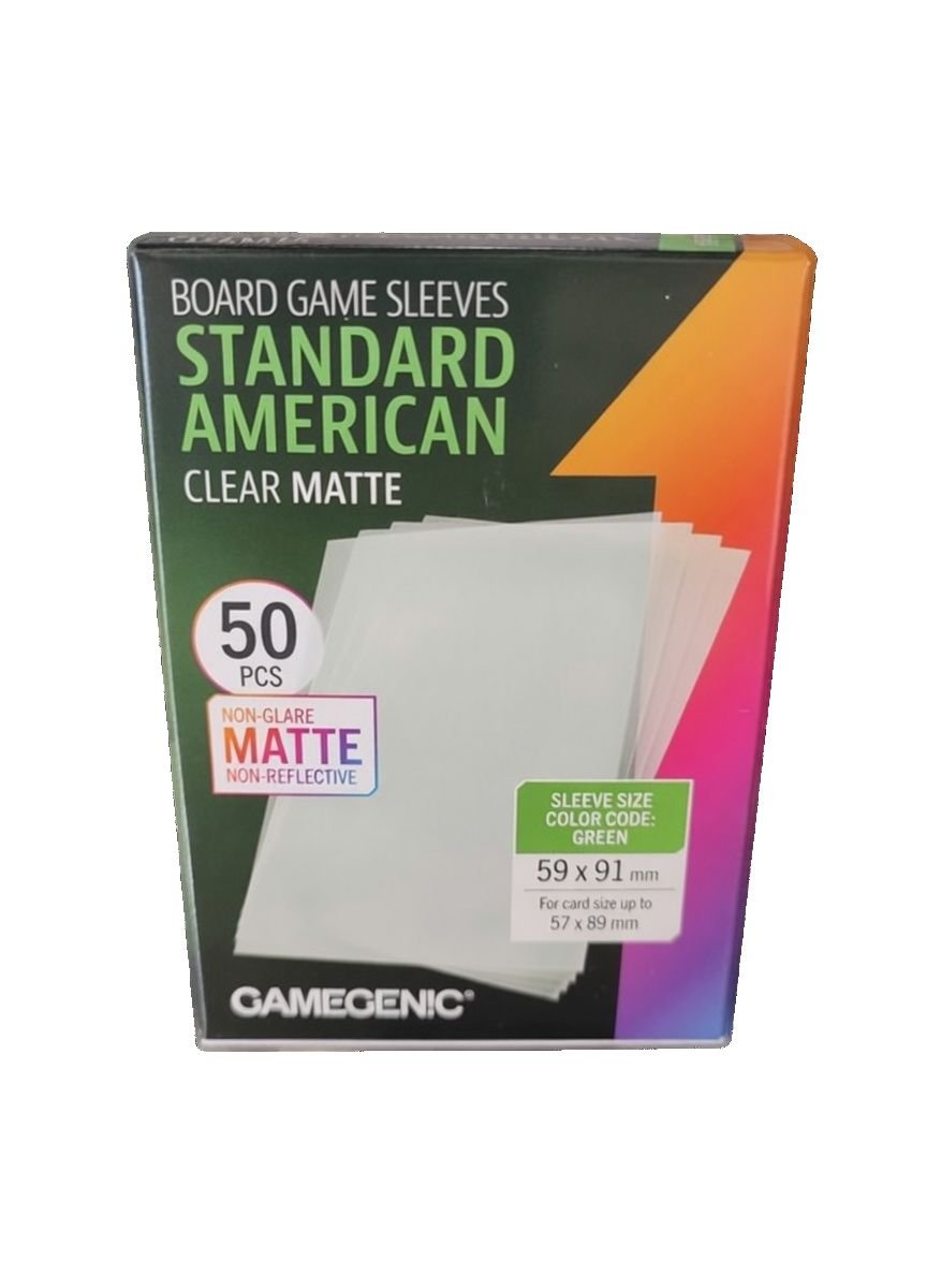 50 Pochettes Standard American-Sized Boardgame Matte Non-Glare 59 x 91 mm (Nouveau Packaging) - Gamegenic