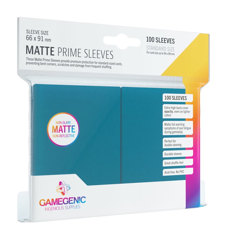 100 Matte Non-Glare Prime Sleeves 66 x 91 mm Blue - Gamegenic