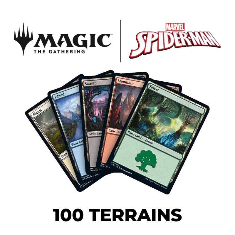 Marvel's Spider-Man Wholesale Lot of 100 Basic Lands - Magic