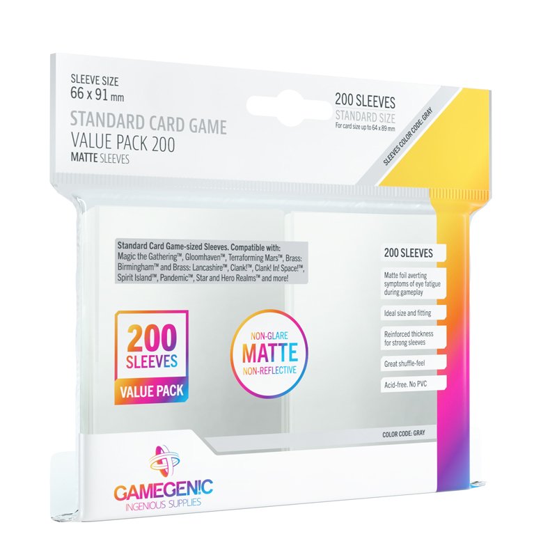 200 Value Pack Standard Matte Non-Glare Sleeves - Gamegenic