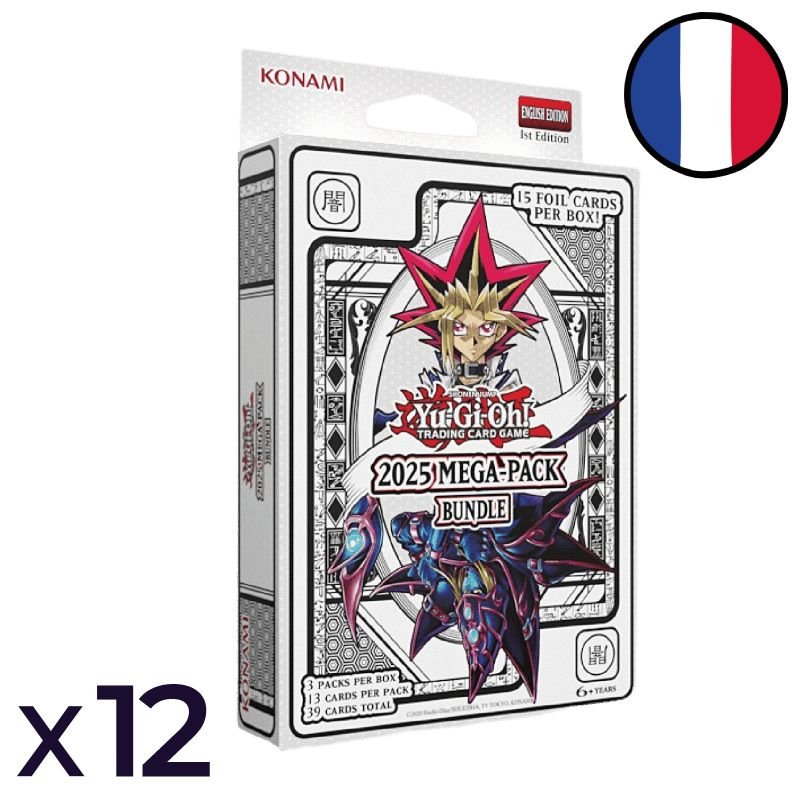 Display of 12 2025 Mega-Pack Bundles (without metal Tin) - Yu-Gi-Oh! FR