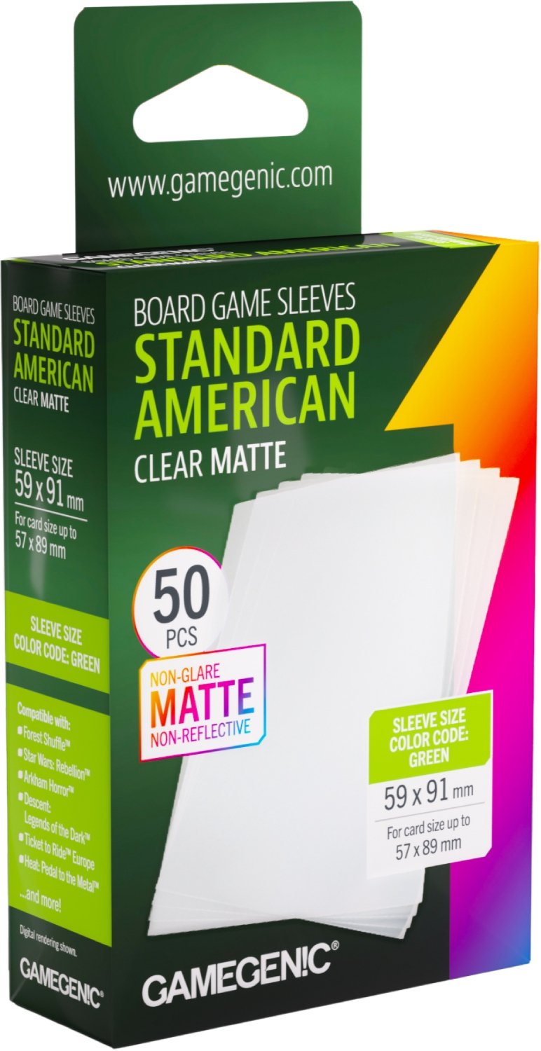 50 Matte Non-Glare Standard American-Sized Boardgame Sleeves 59 x 91 mm - Gamegenic