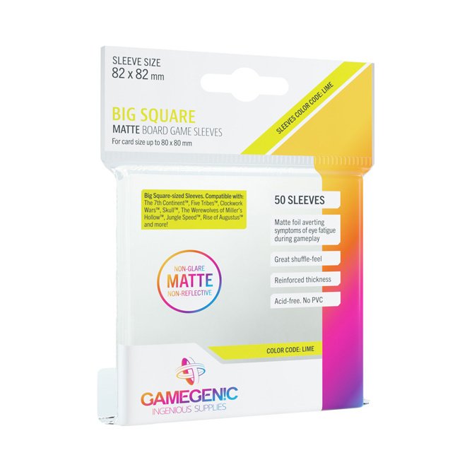 50 Pochettes transparentes Big Square-Sized Matte Non-Glare 82 x 82 mm - Gamegenic