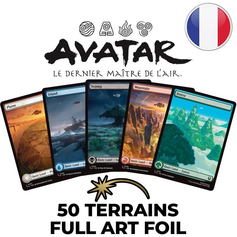 Lot de 50 terrains de base Full-Art Foils Magic: The Gathering | Avatar, le dernier maître de l'air - Magic FR