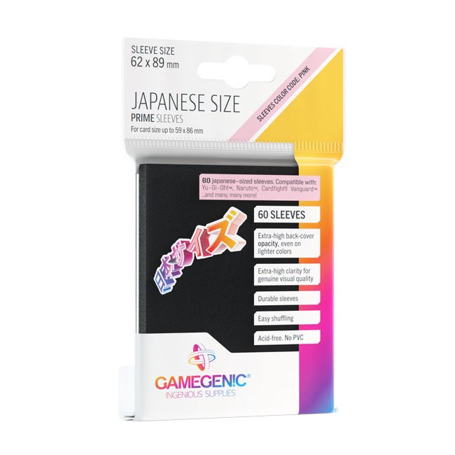 60 Black Prime Japanese Size 62 x 89 mm Sleeves - Gamegenic