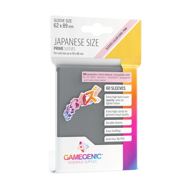 60 Dark Gray Prime Japanese Size 62 x 89 mm Sleeves - Gamegenic
