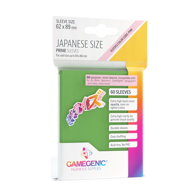 60 Green Prime Japanese Size 62 x 89 mm Sleeves - Gamegenic