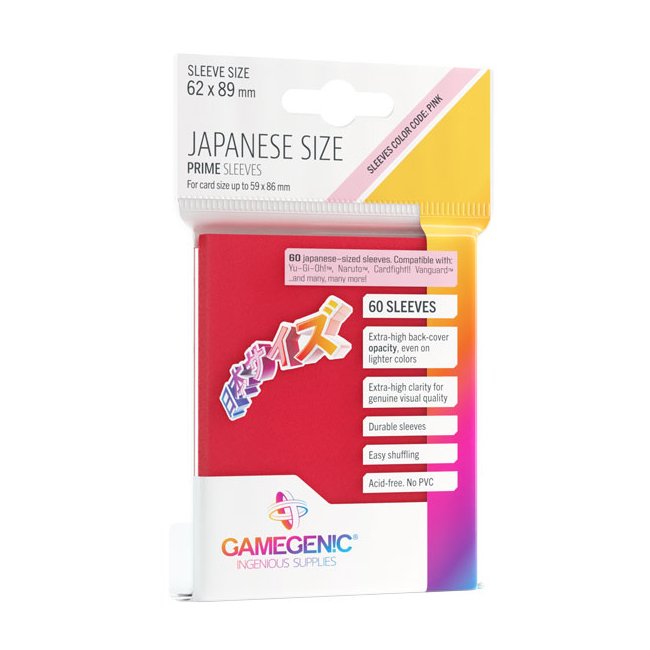 60 Red Prime Japanese Size 62 x 89 mm Sleeves - Gamegenic