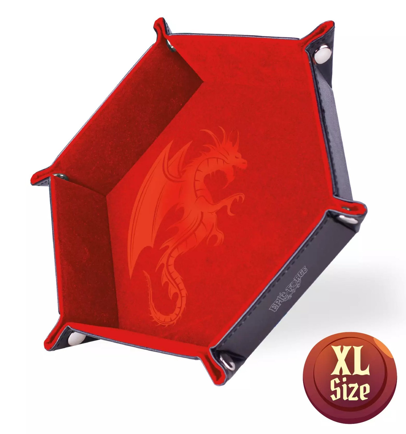 Piste de dés 28 cm Cuir et Velours - Dragon rouge XL