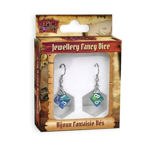 Boucles d'oreilles Dés D8 - Bleu/Vert - Bijoux