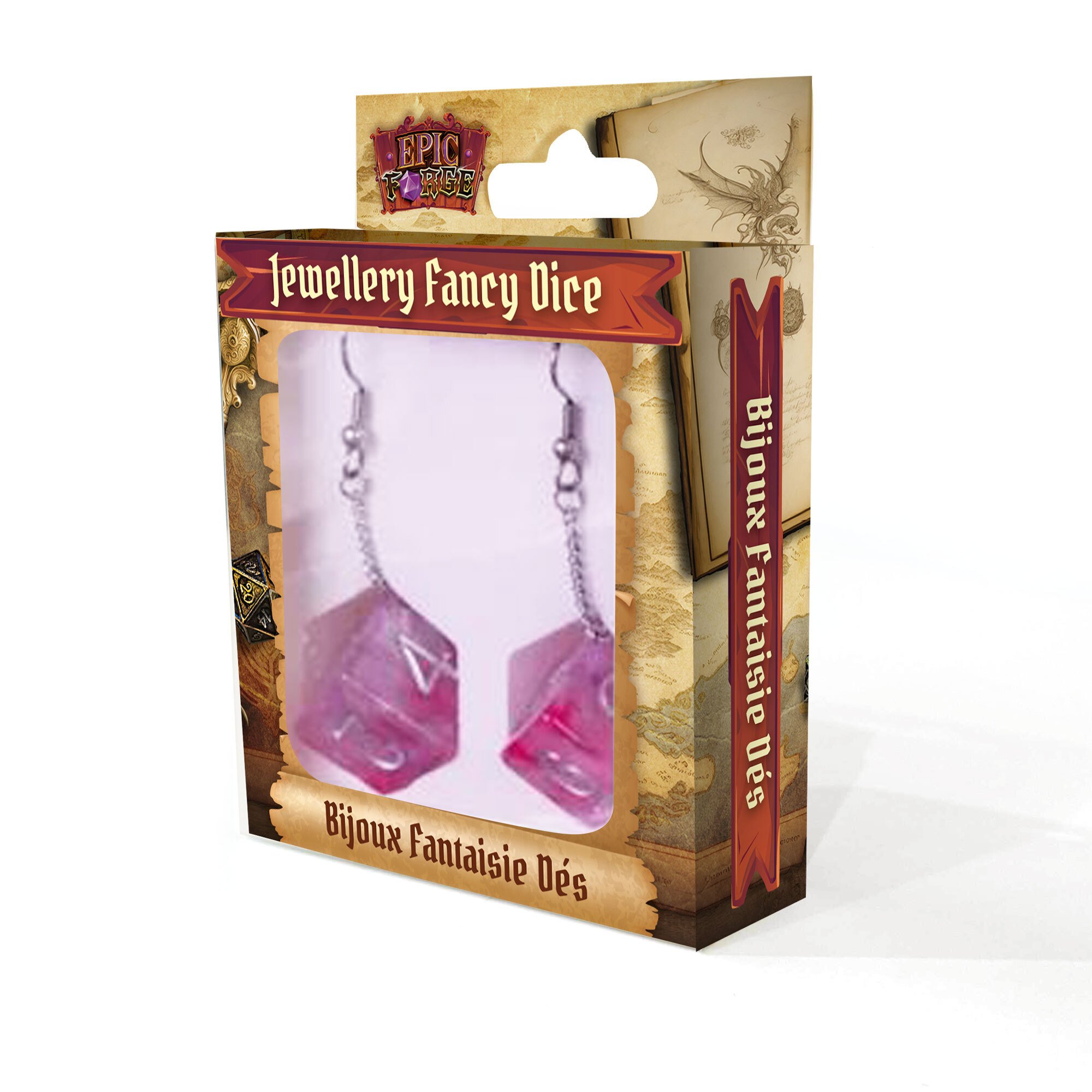 Boucles d'oreilles Dés Galaxy D6 - Rose - Bijoux