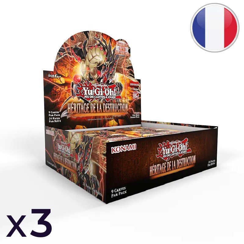 Set of 3 Displays of 24 Legacy of Destruction Booster Packs - Yu-Gi-Oh! FR