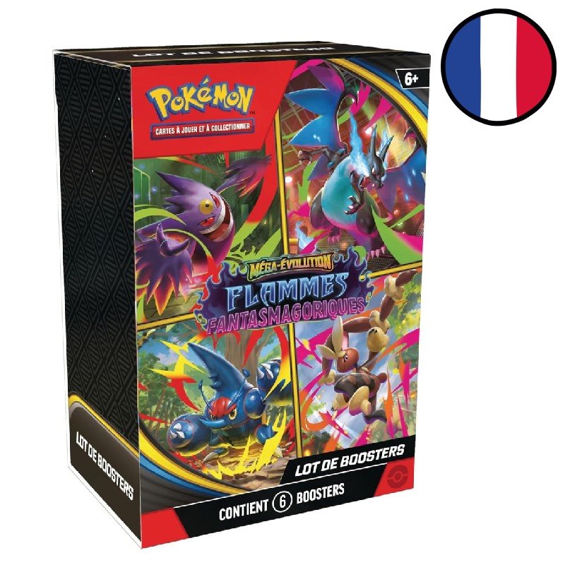 Lot de 6 boosters Méga-Évolution – Flammes Fantasmagoriques - Pokémon FR