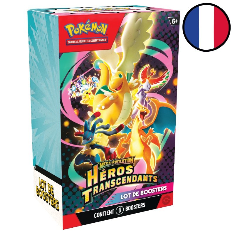 Lot de 6 boosters Méga-Évolution – Héros Transcendants - Pokémon FR