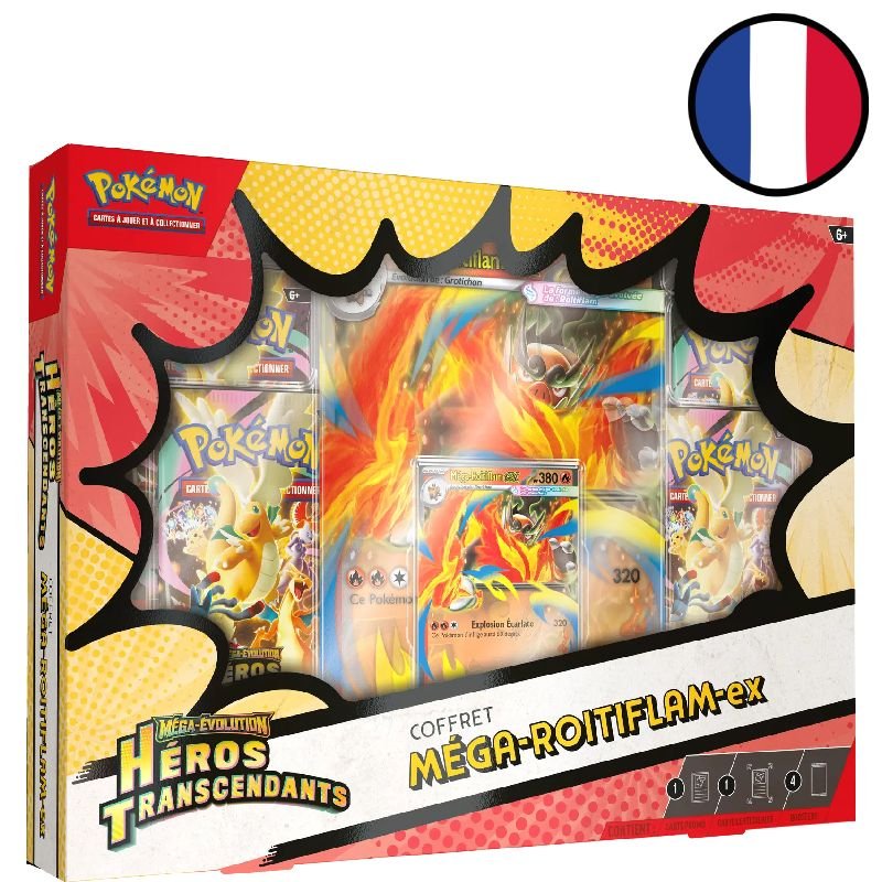 Coffret Méga-Roitiflam-ex Méga-Évolution – Héros Transcendants - Pokémon FR