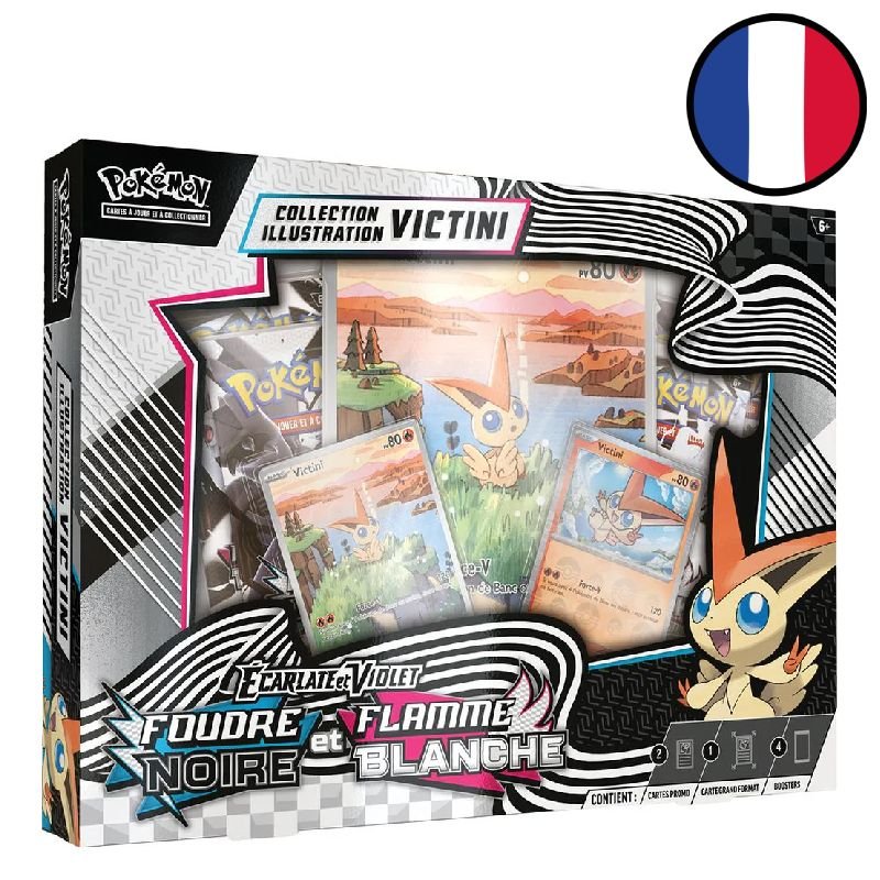 Coffret Collection Illustration Écarlate et Violet : Foudre Noire et Flamme Blanche - Unys Victini - Pokémon FR