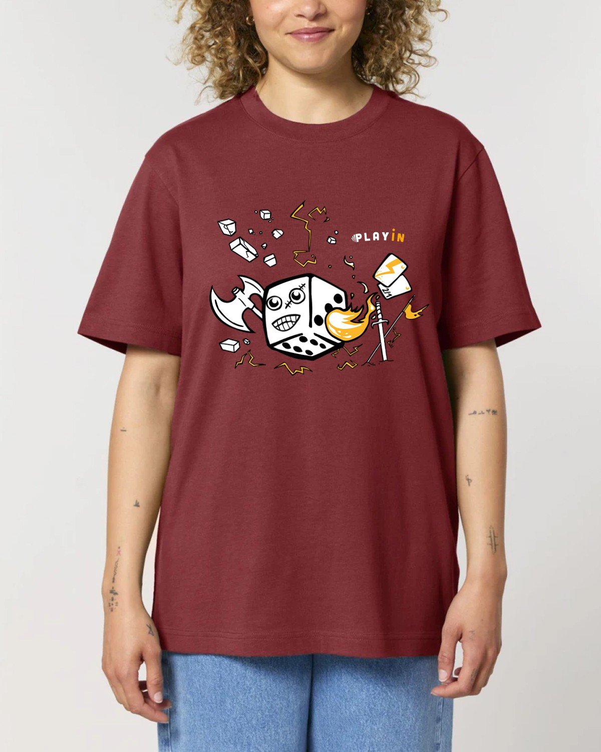 T-Shirt Playin Rouge Bordeaux Dé-structeur - Taille M