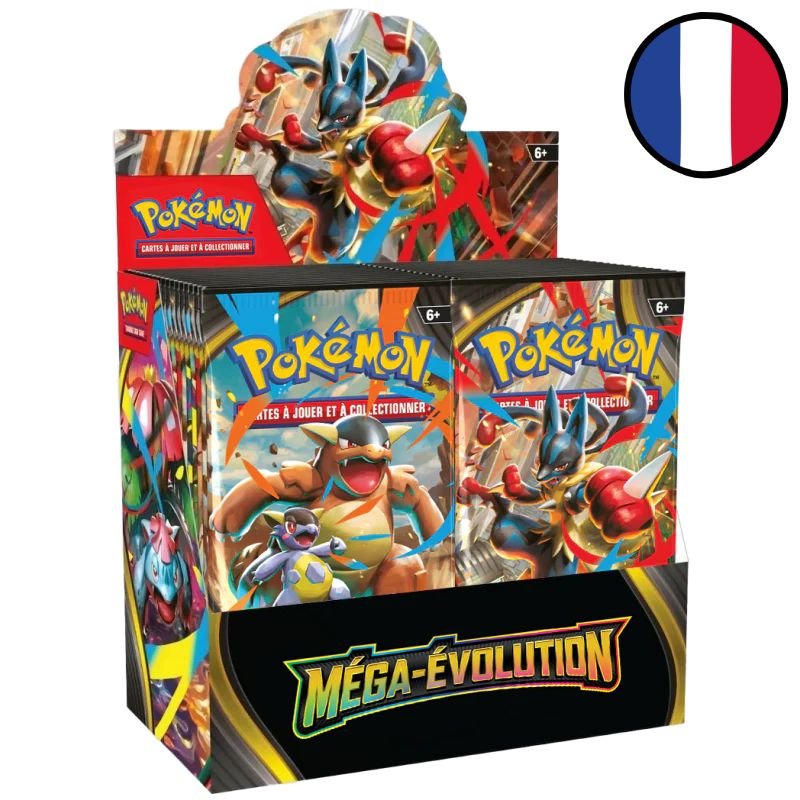Display of 36 Mega Evolution booster packs - Pokémon FR