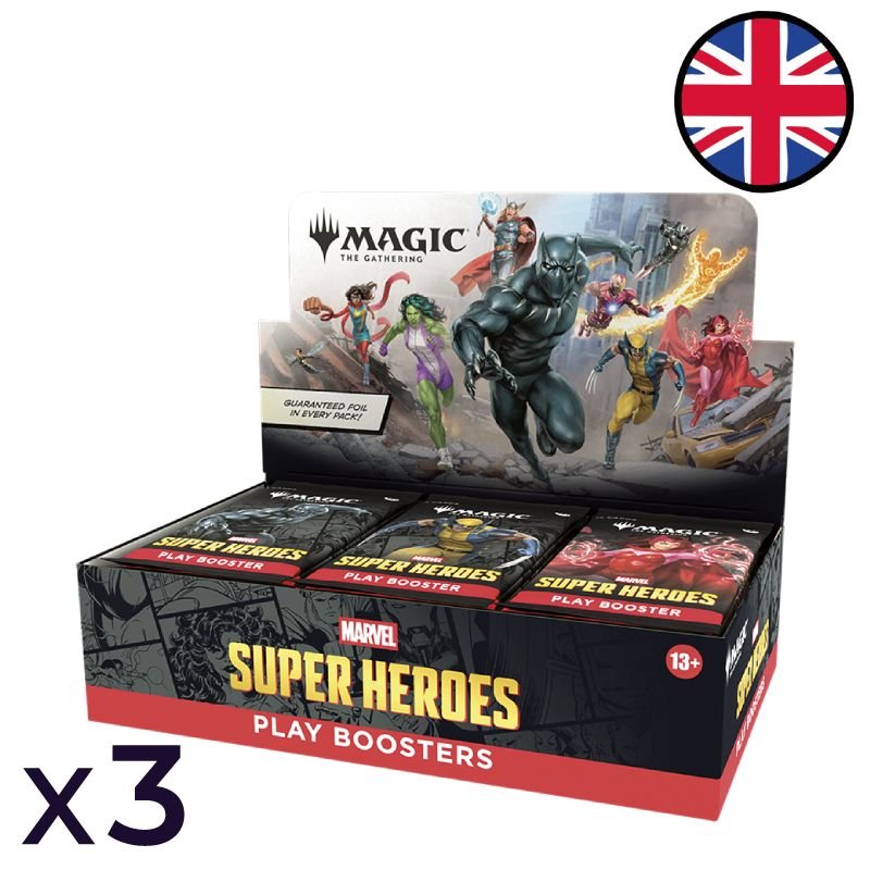 Lot de 3 boites de 30 boosters de jeu Marvel Super Heroes - Magic EN