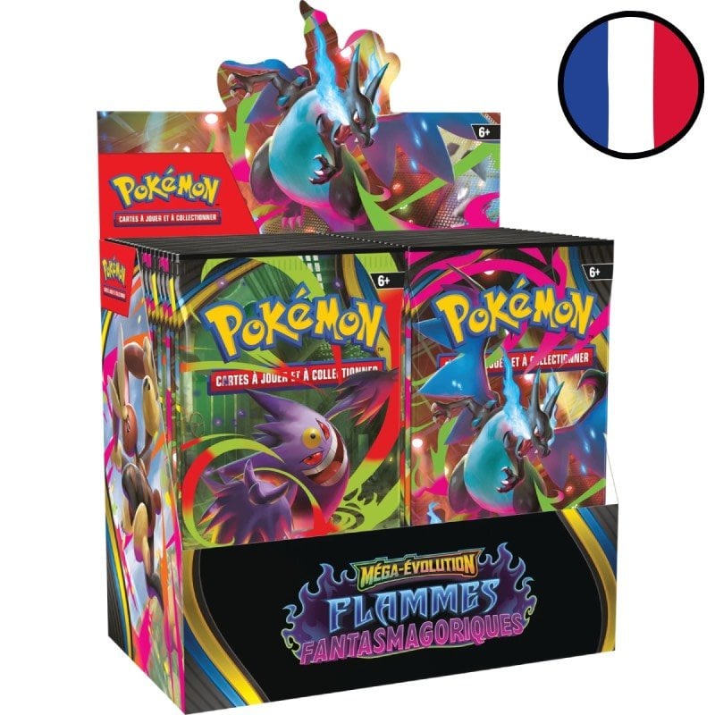 Display de 36 boosters Méga-Évolution – Flammes Fantasmagoriques - Pokémon FR