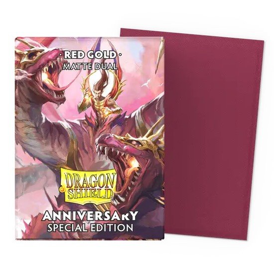 100 Pochettes Dual Matte Format Standard Red Gold - Dragon Shield