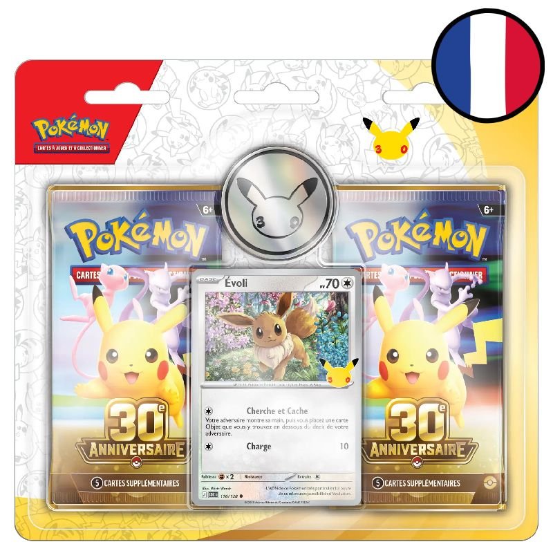 Pack 2 boosters 30e Anniversaire - Évoli - Pokémon FR