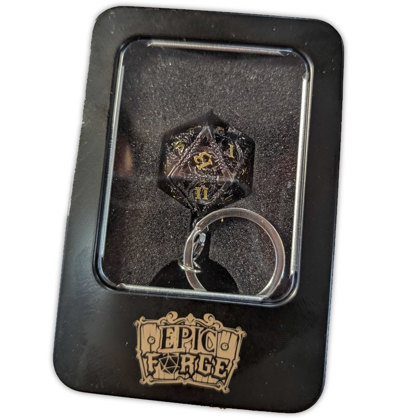 Porte-clés D20 + Set de 7 mini-dés Metal