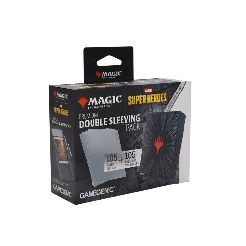 2x 105 sleeves Premium Double Sleeving Pack Marvel Super Heroes - Black - Gamegenic
