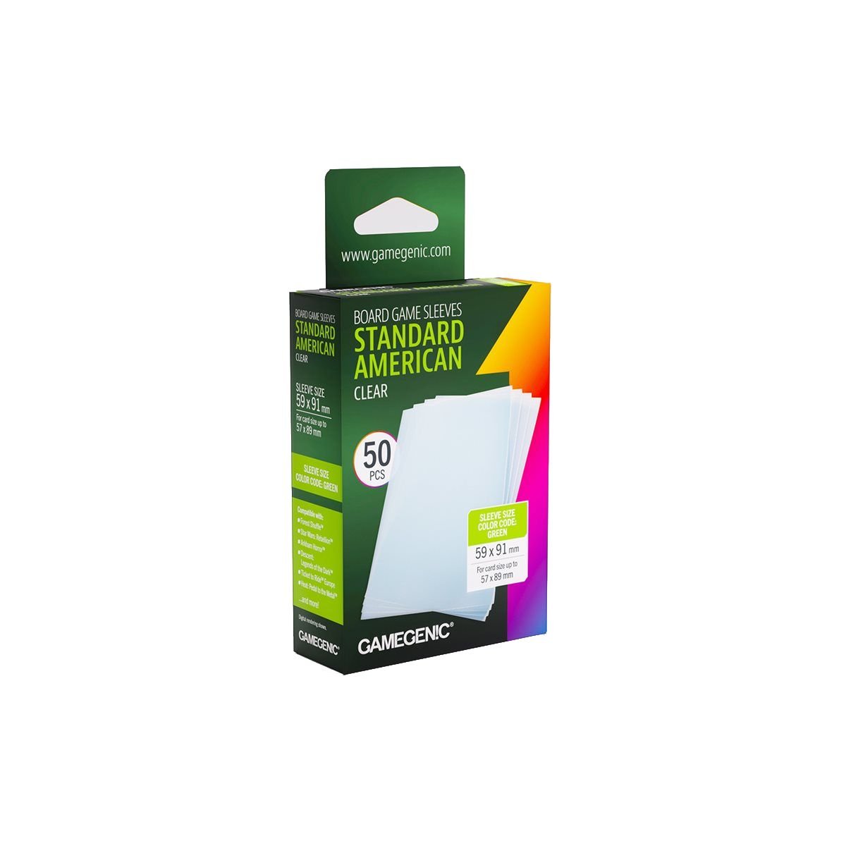 50 Prime Standard American-Sized Sleeves 59 x 91 mm - Gamegenic