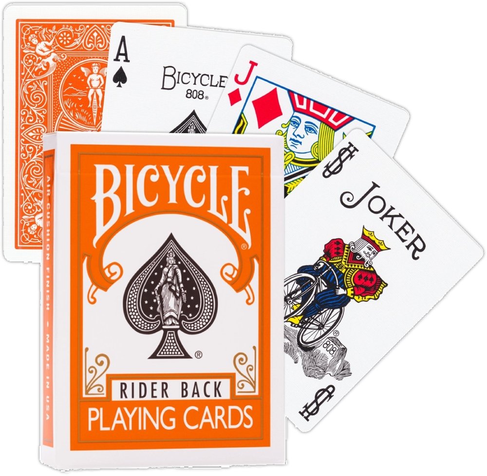 Jeu de 54 Cartes Poker Rider Back Dos Orange - Bicycle
