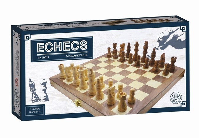 Jeu d'Echecs Bois Pliable 28 cm - Wilson Jeux