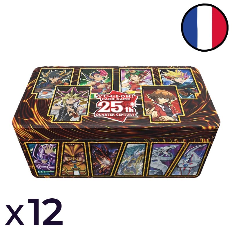 Lot de 12 Méga-Tin 2023 25ème anniversaire Les Héros du Duel - Yu-Gi-Oh! FR
