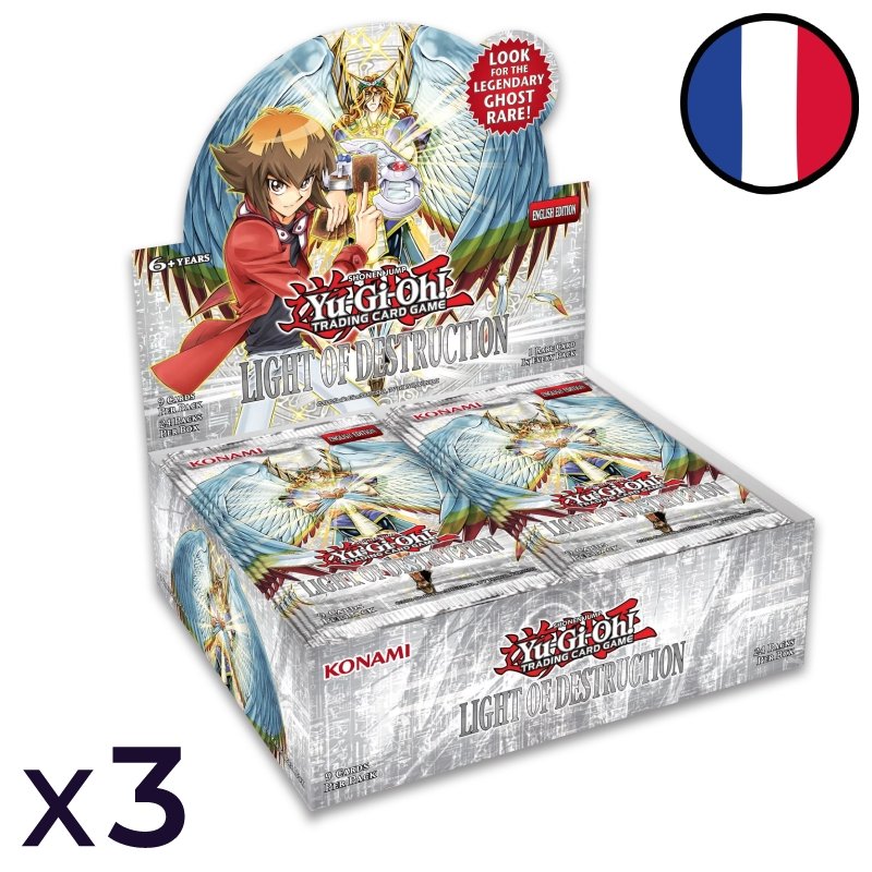 Set of 3 Displays of 24 Light of Destruction Booster Packs (Unlimited Reprint) - Yu-Gi-Oh! FR