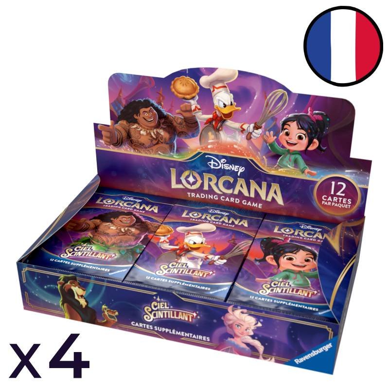Set of 4 Displays of 24 Shimmering Skies Booster Packs - Disney Lorcana FR