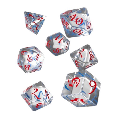 Classic RPG Dice Set Transparent Blue and Red - Q-Workshop