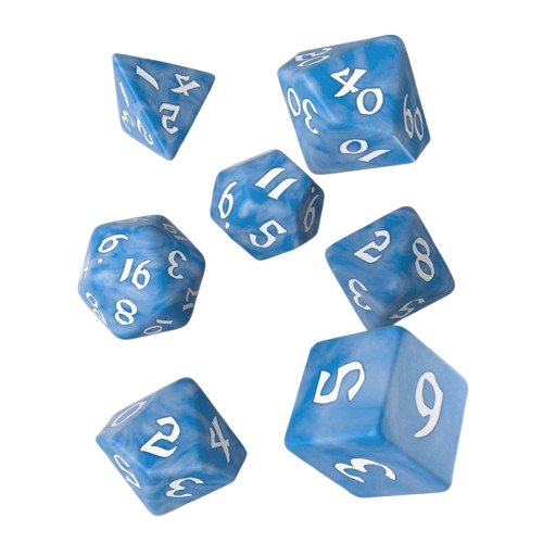 Classic Runic Dice Set Ice Blue and White - Q-Workshop