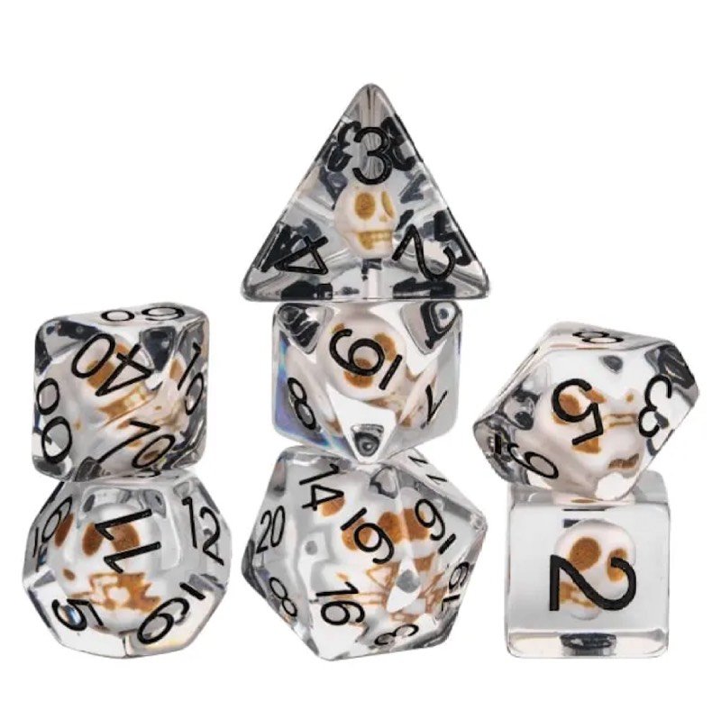 Lot de 7 dés résine gamme Insert en boite - Crâne - Epic Forge