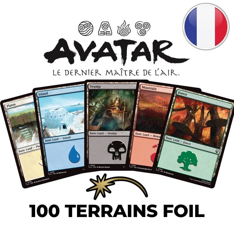 Lot de 100 terrains de base Foils Magic: The Gathering | Avatar, le dernier maître de l'air - Magic FR