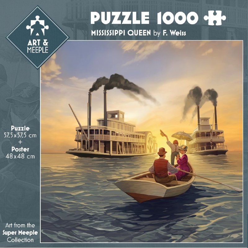 Jigsaw Puzzle 1000 Pieces - Art&Meeple Mississippi Queen by F. Weiss - Tiki Editions