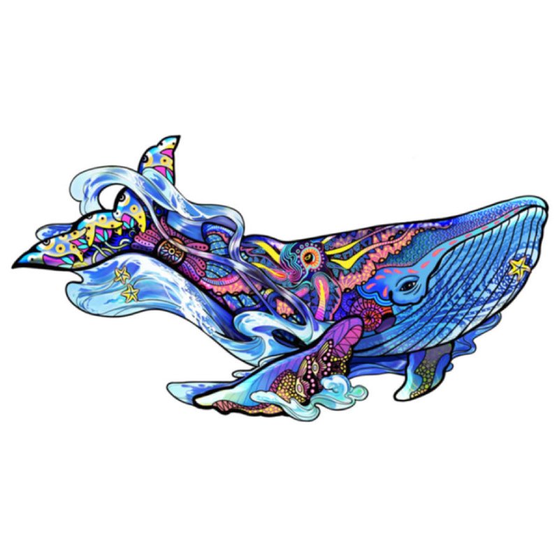 Wooden Jigsaw Puzzle 101 Pieces - Whale - Rainbowooden