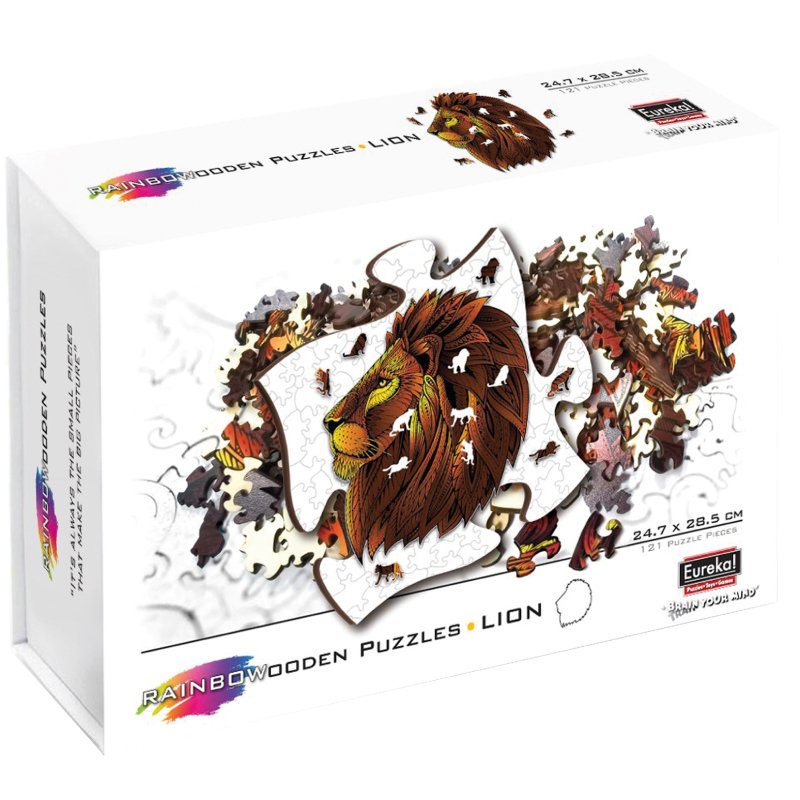 Wooden Jigsaw Puzzle 121 Pieces - Lion - Rainbowooden