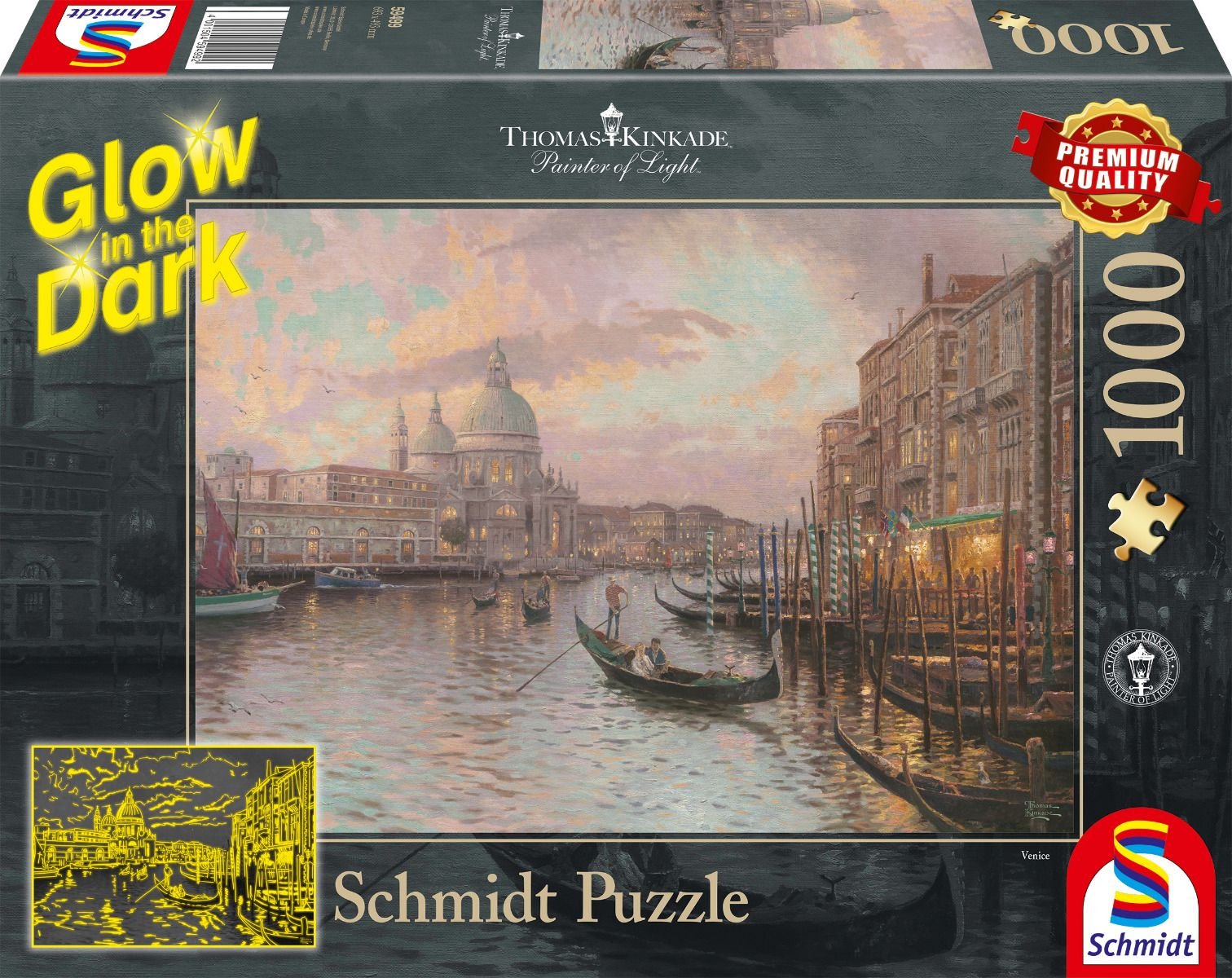 Jigsaw Puzzle 1000 Pieces - Glow in the Dark Kinkade In The Streets of Venice - Schmidt